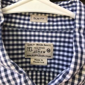 J Crew Oxford Button Down Blue Gingham Medium Slim